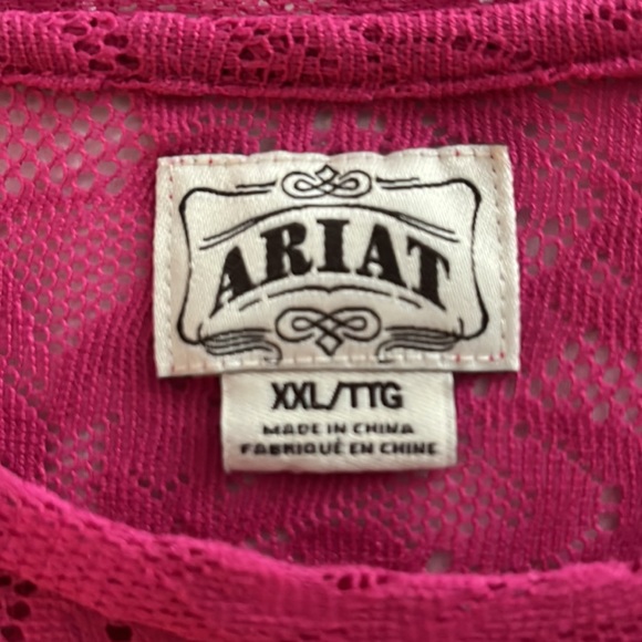 Ariat Hot Pink Long Sleeve Laced Top - XXL - Picture 2 of 7